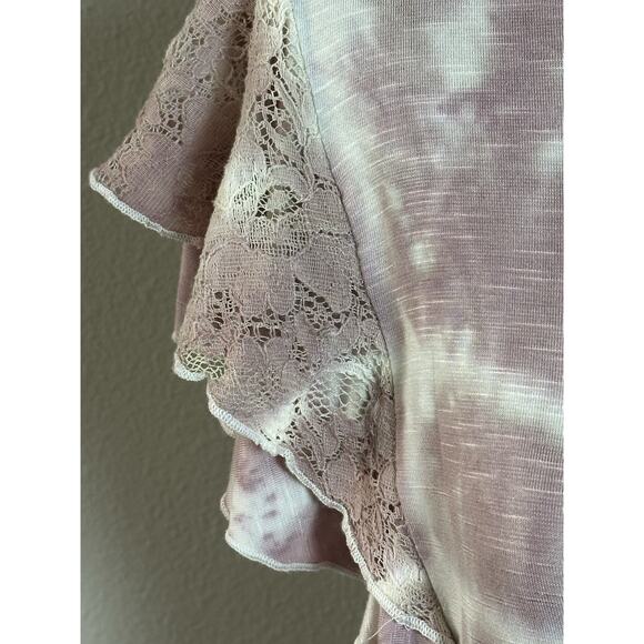 Knox Rose Women’s Top Tie Dye Ruffle Sleeves Boho Tee Shirt Y2K Size (M) - Picture 6 of 16